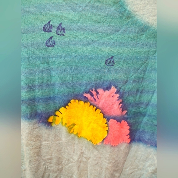 Vtg 90s Single Stitch Watercolor Artsy Key West Sea Notes Tropical T Shirt 3XLT - Picture 7 of 13